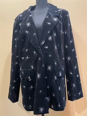 Disturbia Black Velvet Blazer Coat Spider Halloween Goth Dark Academia UK18/US14